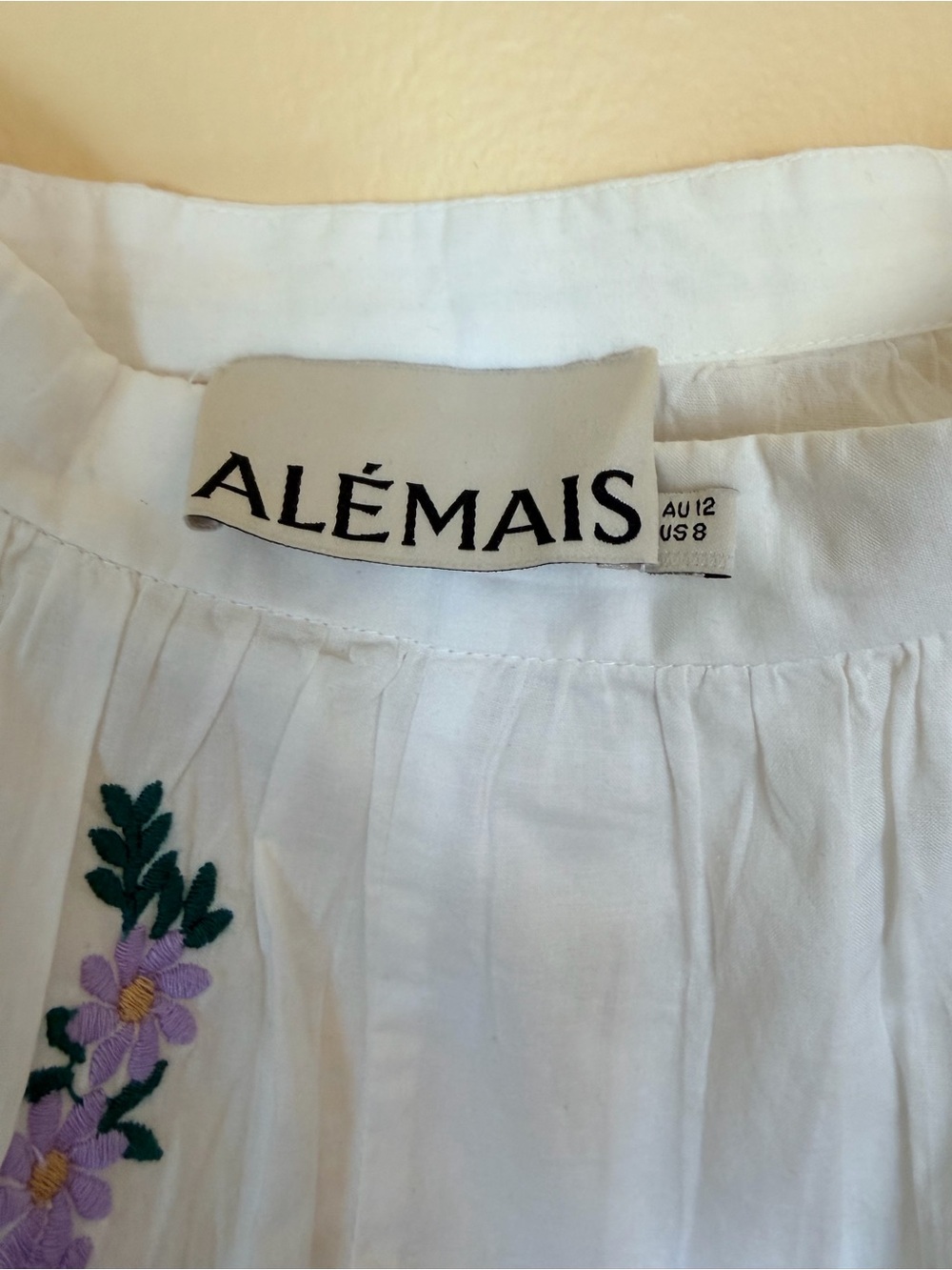 White Embroidered Floral Maxi Skirt - Lightweight Boho Style Willa Skirt - Picture 4 of 5